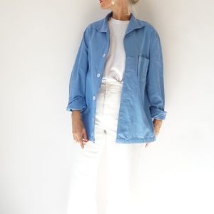 Vintage Piscine Blue Flannel Jacket Shirt Workwear Chore Jacket